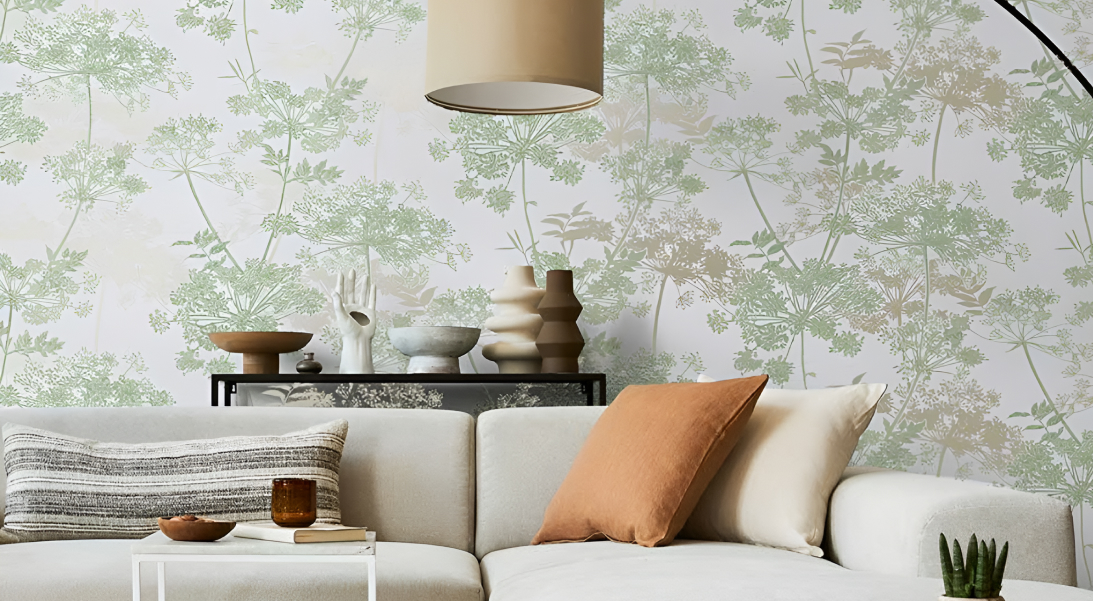 Tropical Leaves theme wallpaper for your living room